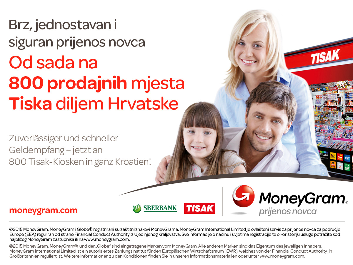 MoneyGram. Brz, jednostavan i siguran prijenos novca u Hrvatsku.