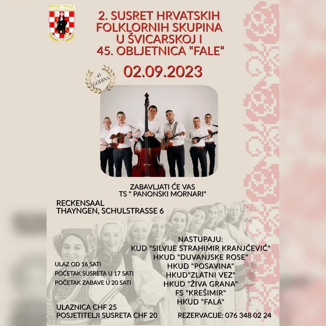 Drugi susret hrvatskih folklornih skupina u Thayngenu i proslava 45. godina postojanja HKUD Fala Schaffhausen
